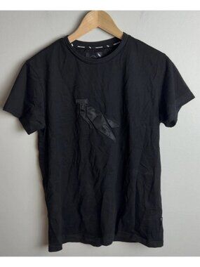 Stone Falcon Black T-Shirt Size Medium Cotton Spandex Tonal Logo Men’s